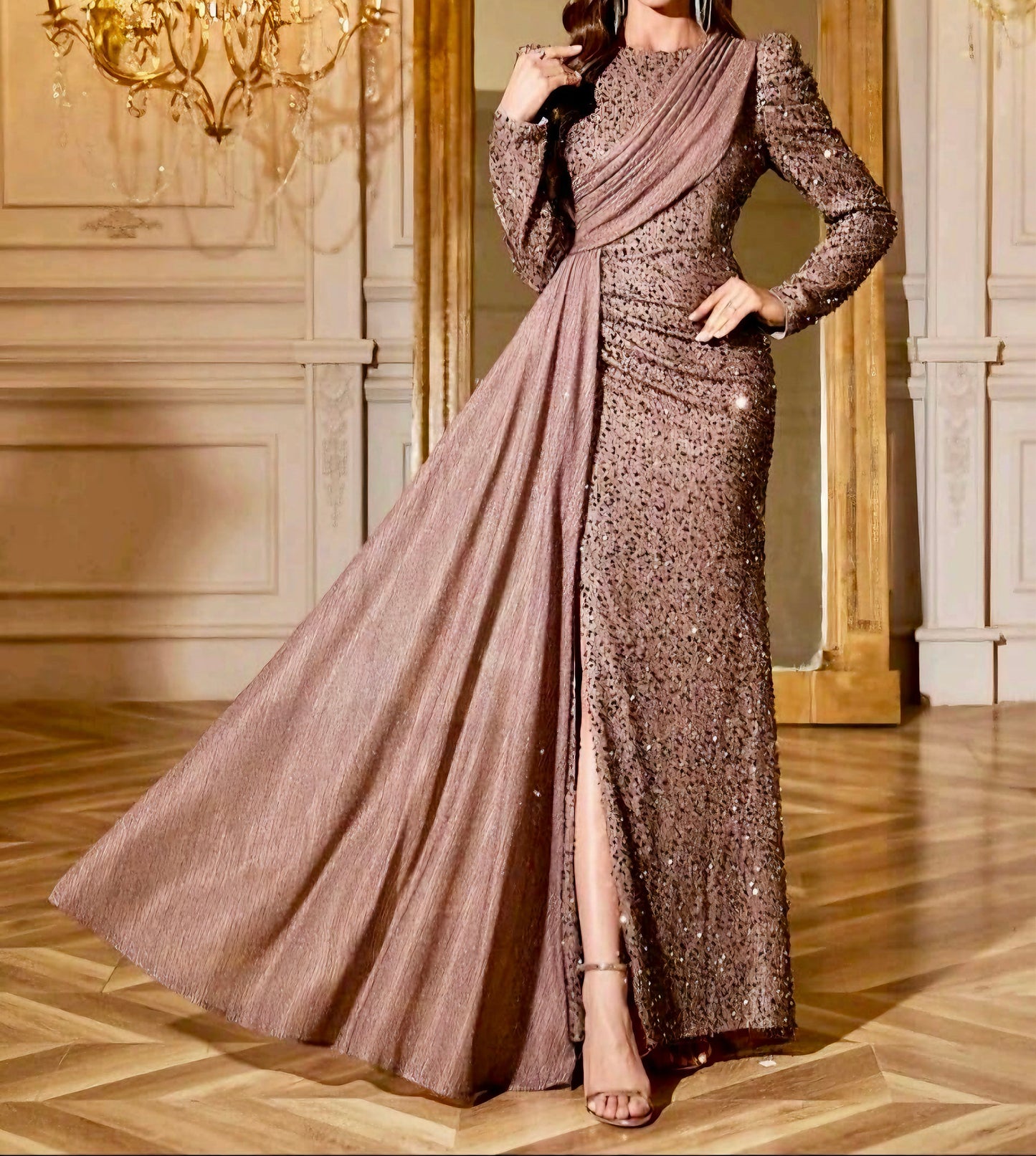 Rosé Twilight Draped Gown