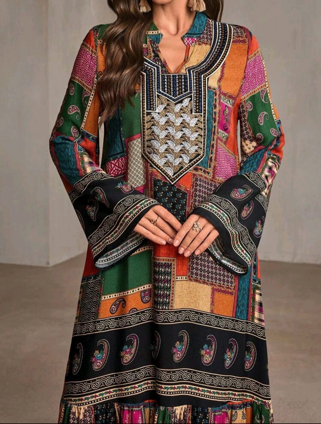 Neck Embroidery Stylish Summer Gown