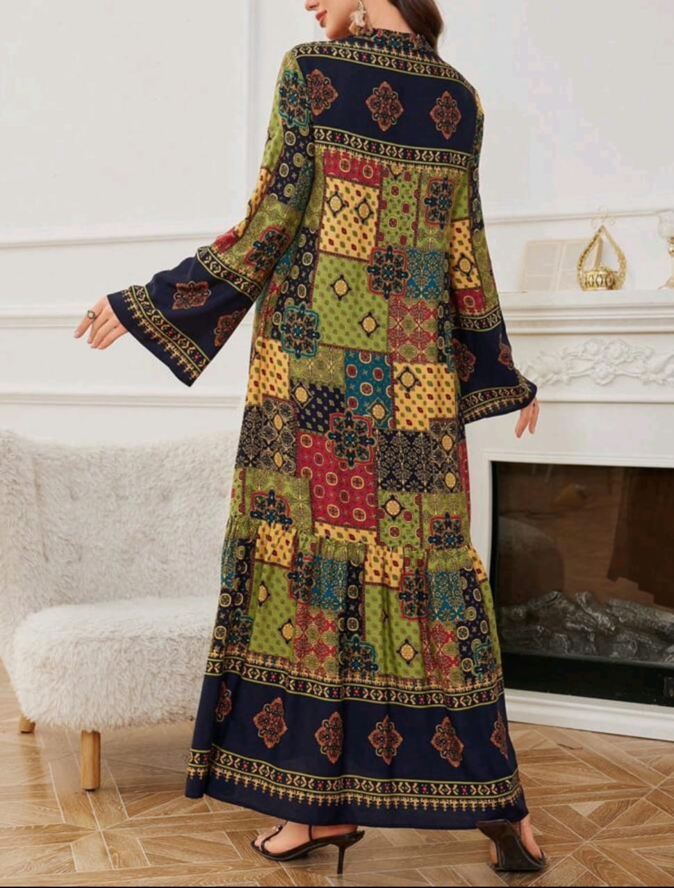 Neck Embroidery Stylish Summer Gown