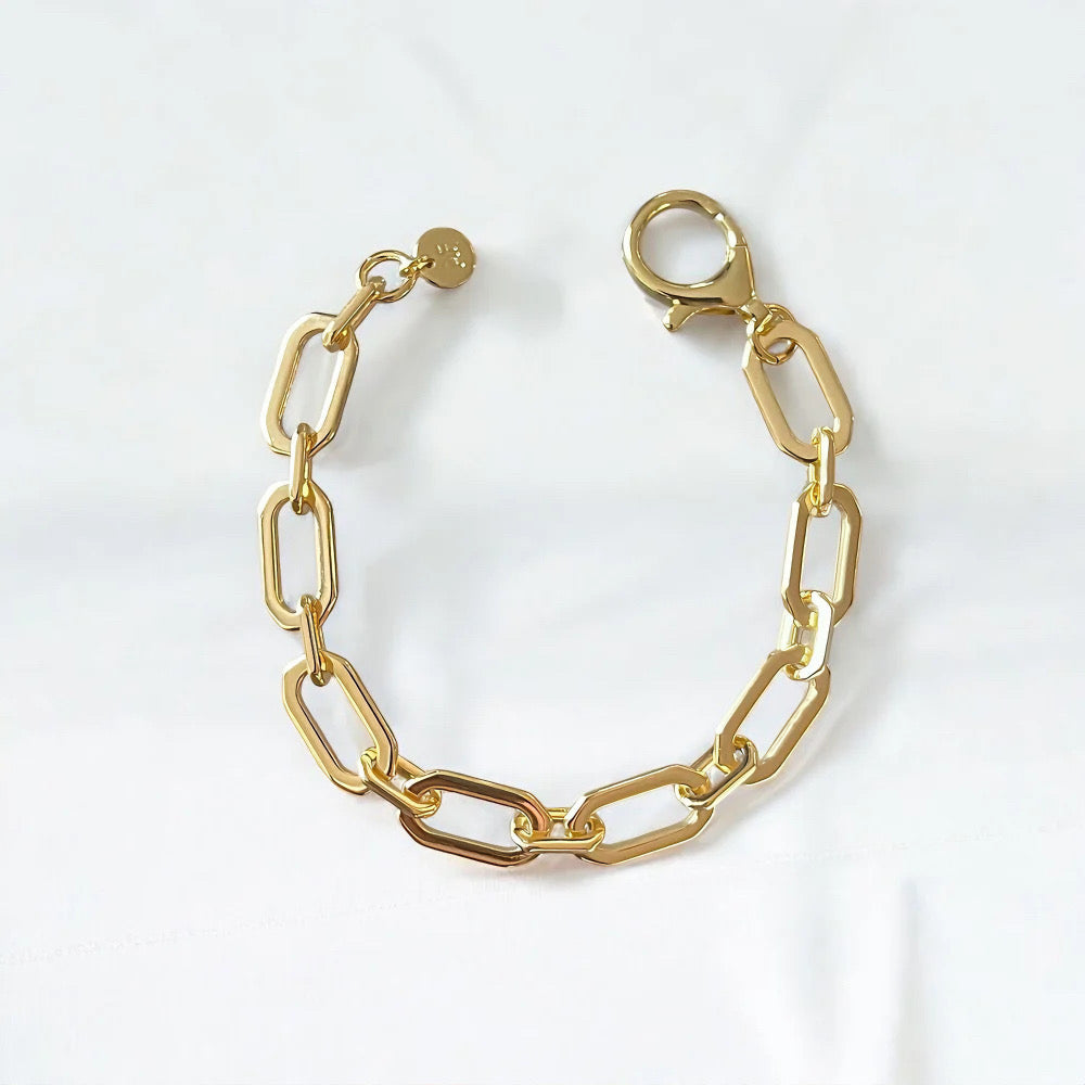 HexaLink Luxe Paper Clip Bracelet – 18K Gold & Silver Plated – Al