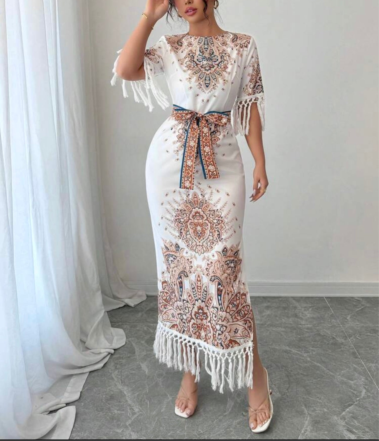 Boho Royalty Printed Tassel Dress – Summer Statement Style