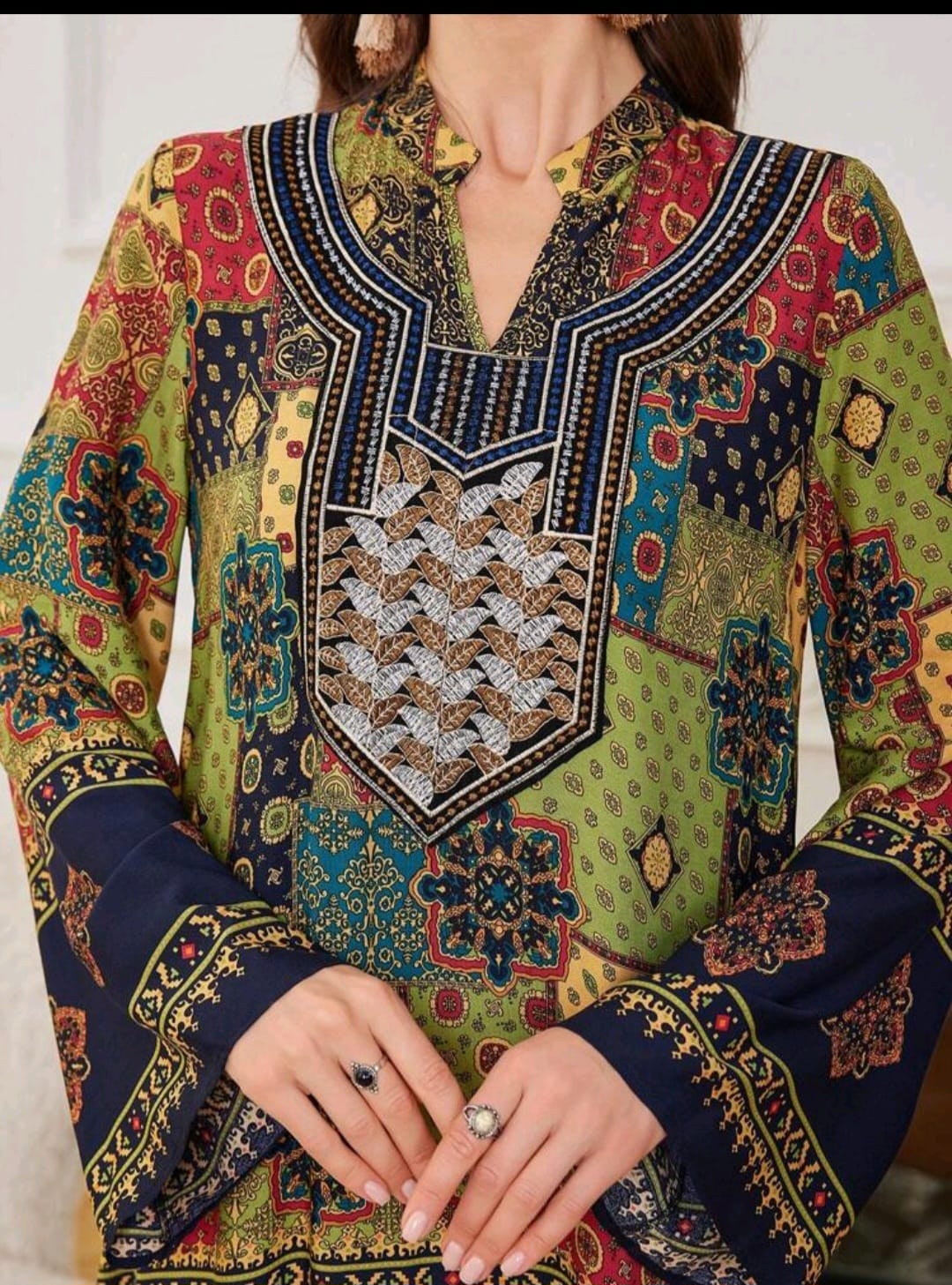 Neck Embroidery Stylish Summer Gown