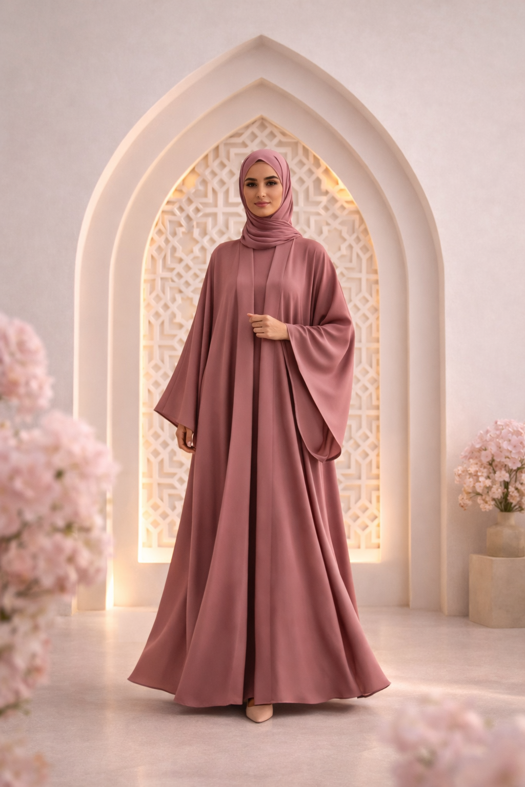 The Crimson Heirloom Chiffon Abaya