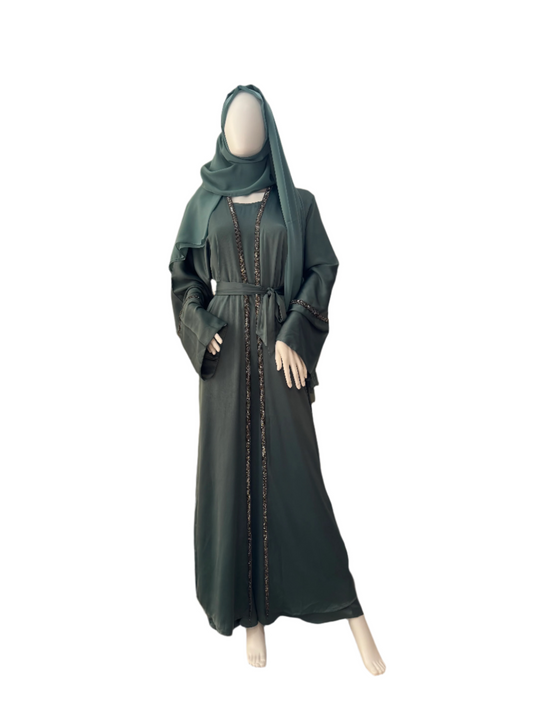 Turquoise Satin Abaya