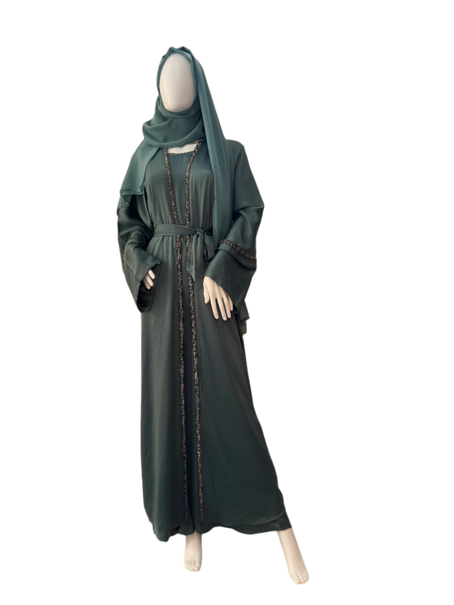 Turquoise Satin Abaya
