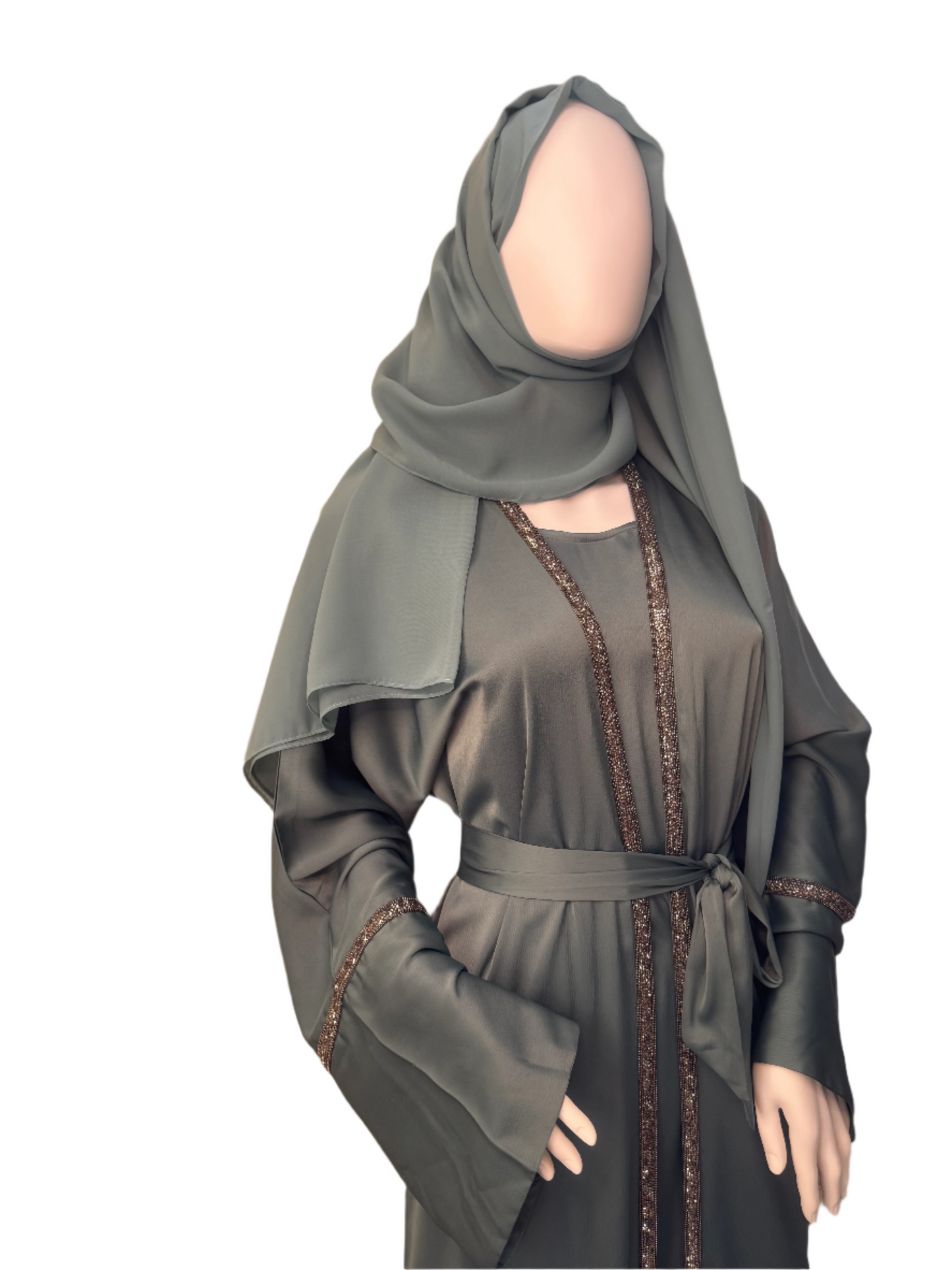 Turquoise Satin Abaya