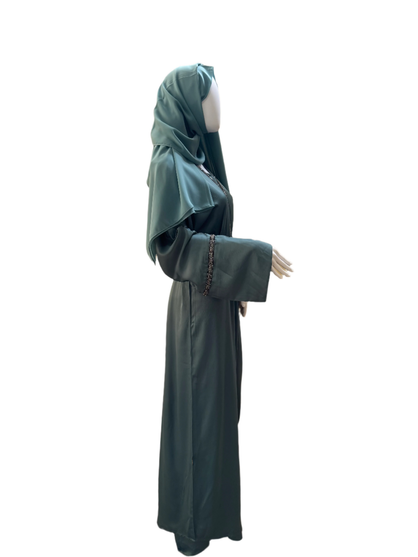 Turquoise Satin Abaya