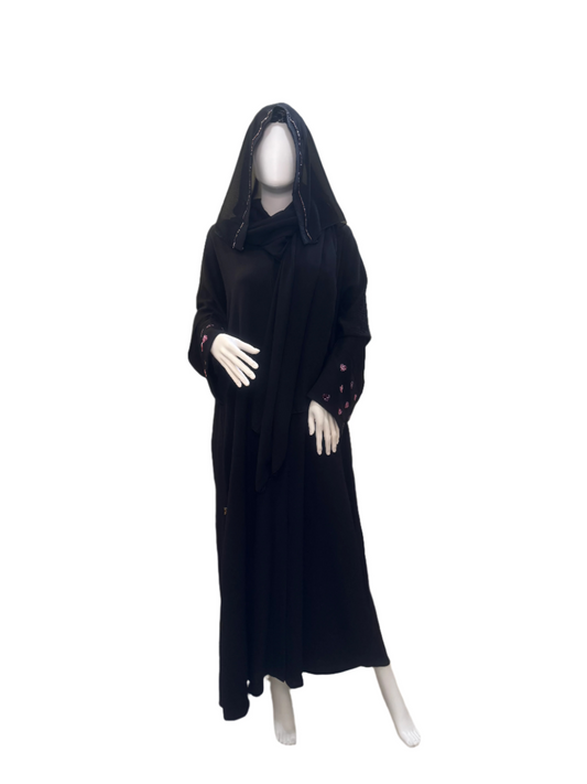 Black Heart Embellished Abaya