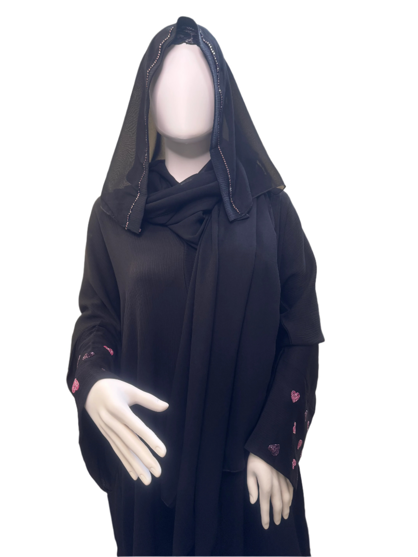 Black Heart Embellished Abaya
