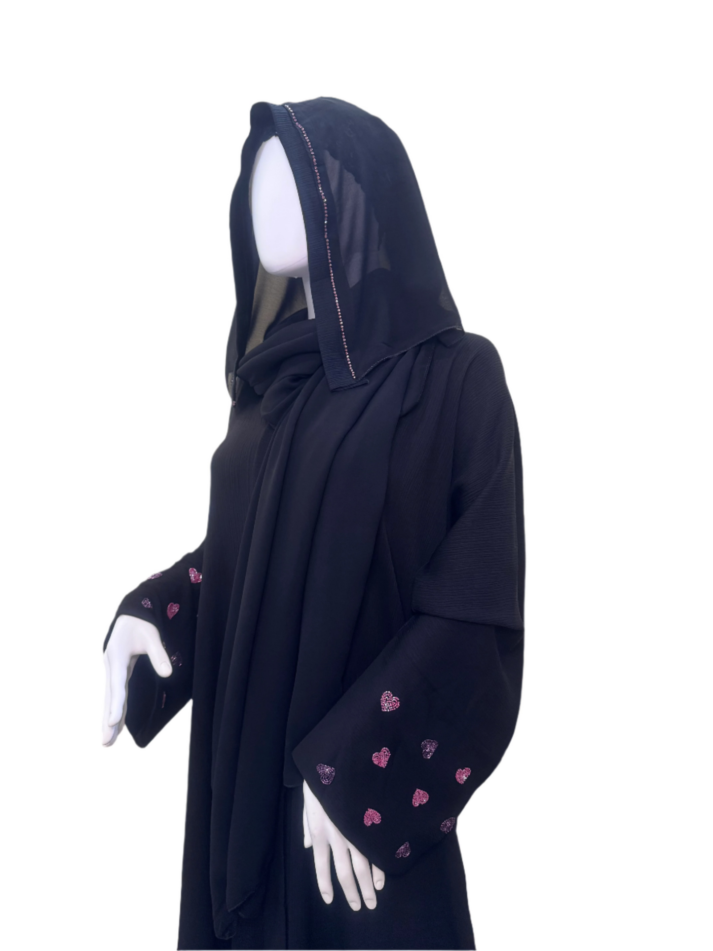 Black Heart Embellished Abaya