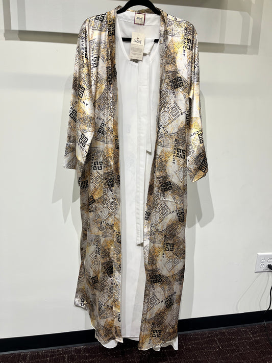 Noir Luxe Monogram Print Abaya