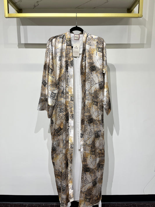 Noir Luxe Monogram Print Abaya