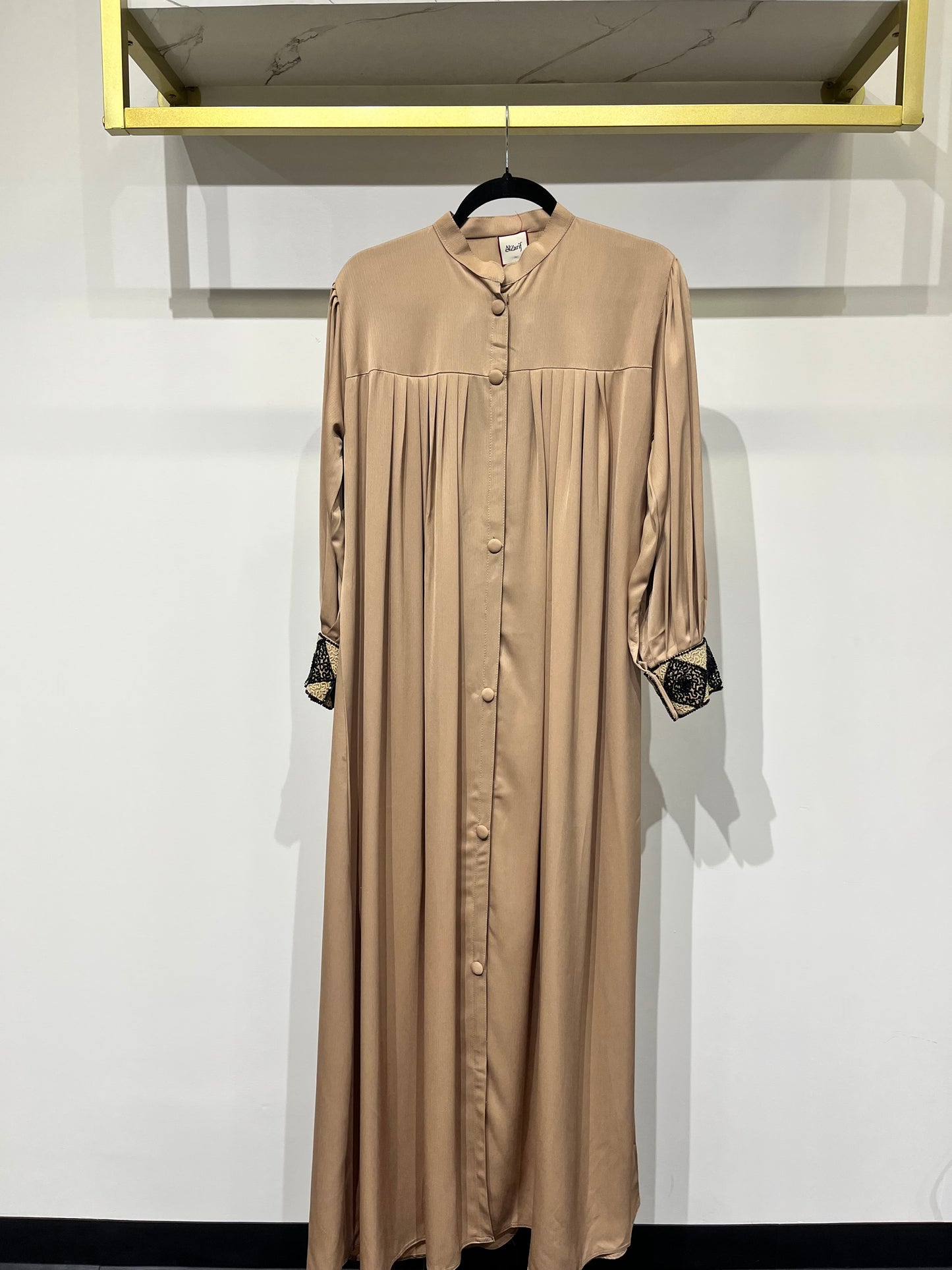 The Heritage Pleated Abaya with Beaded Harlequin Cuffs