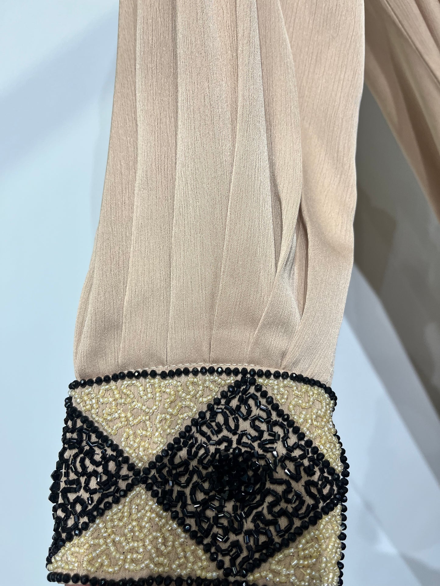 The Heritage Pleated Abaya with Beaded Harlequin Cuffs