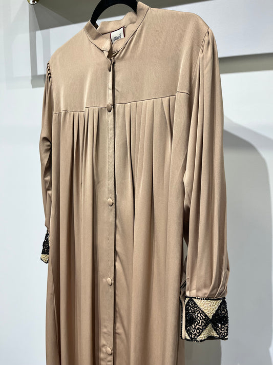 The Heritage Pleated Abaya with Beaded Harlequin Cuffs