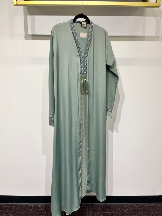 Mint Pastel Embellished Abaya