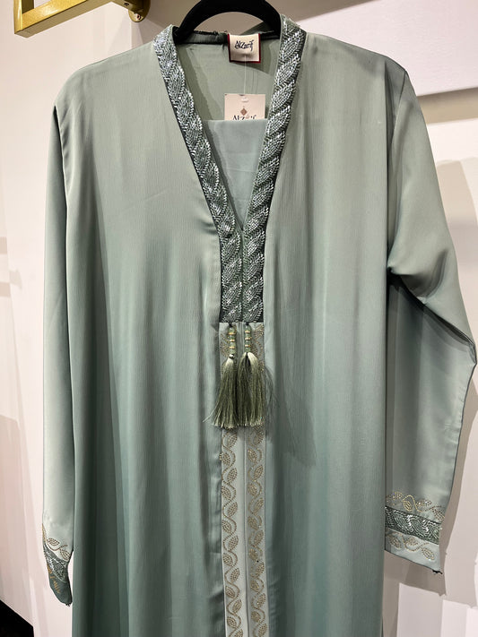 Mint Pastel Embellished Abaya
