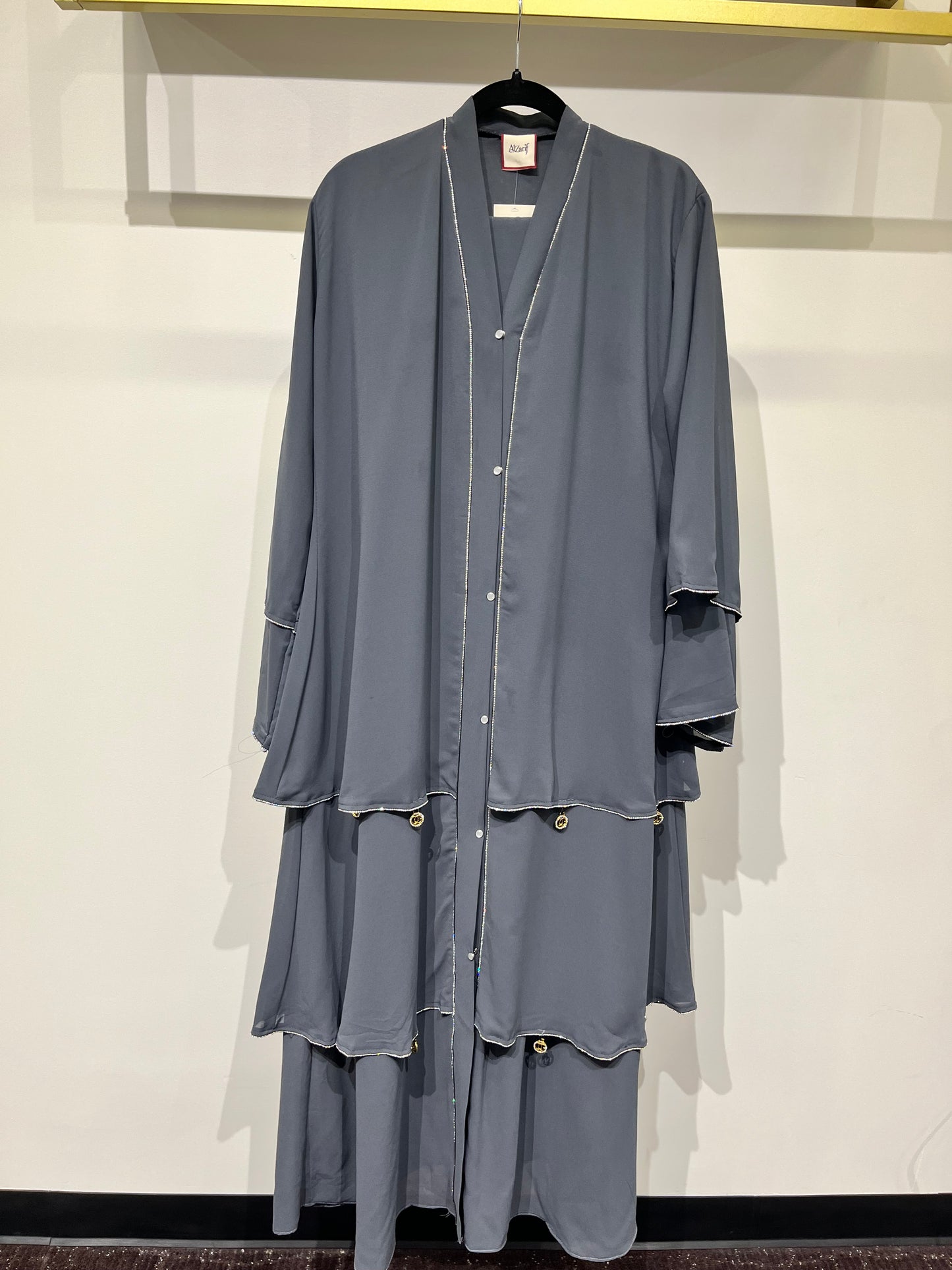 Charcoal Grey Layered Modest Abaya Dress