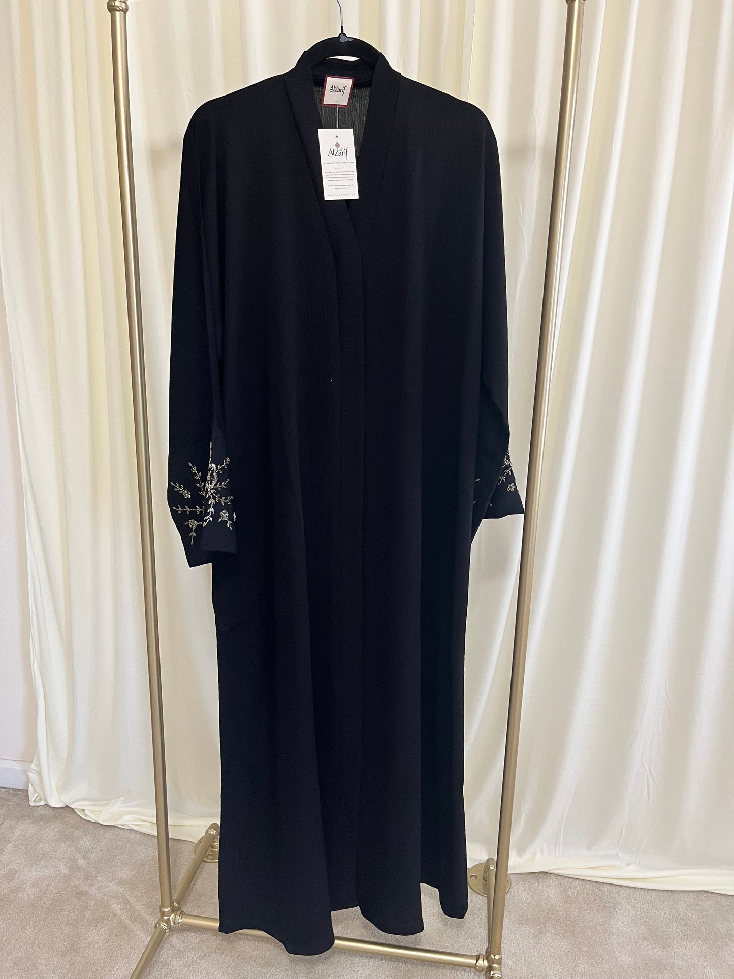 The Midnight Stardust Crinkle Abaya-Handmade