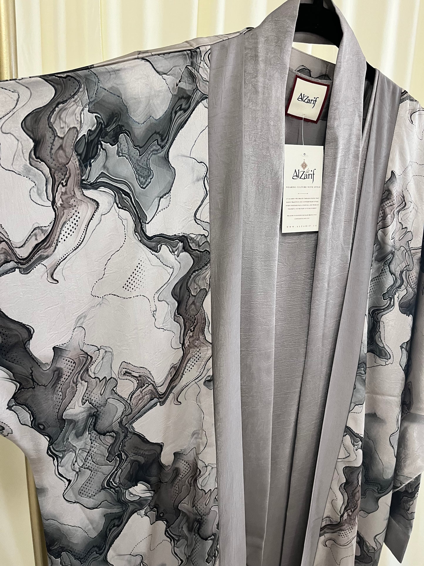 Smoke & Silver Liquid Marble & Mocha Luxe 2-Piece Tie dye Abaya Set