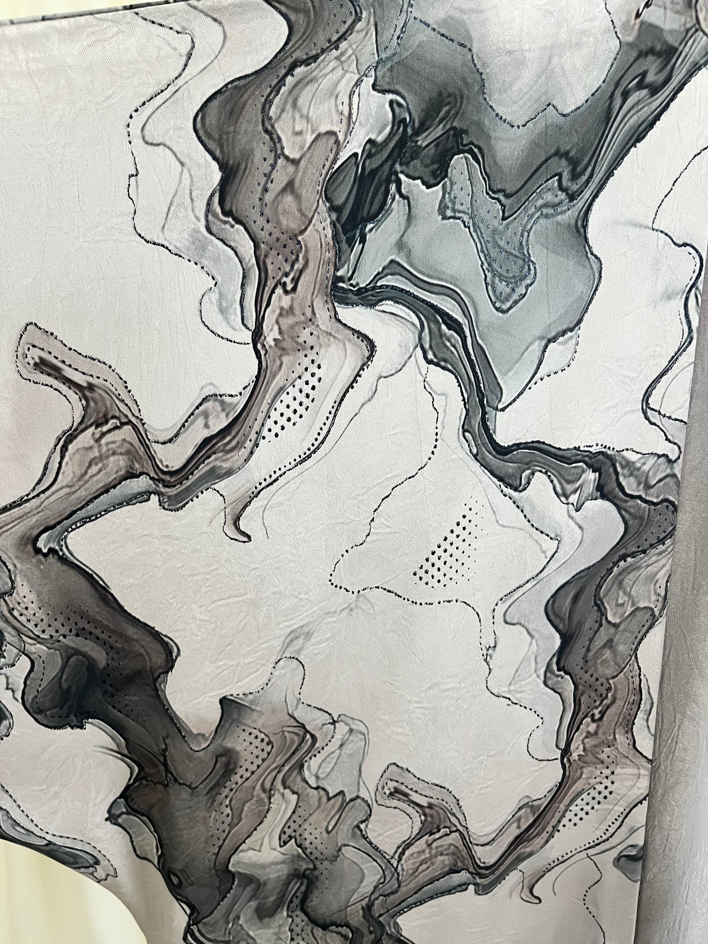 Smoke & Silver Liquid Marble & Mocha Luxe 2-Piece Tie dye Abaya Set