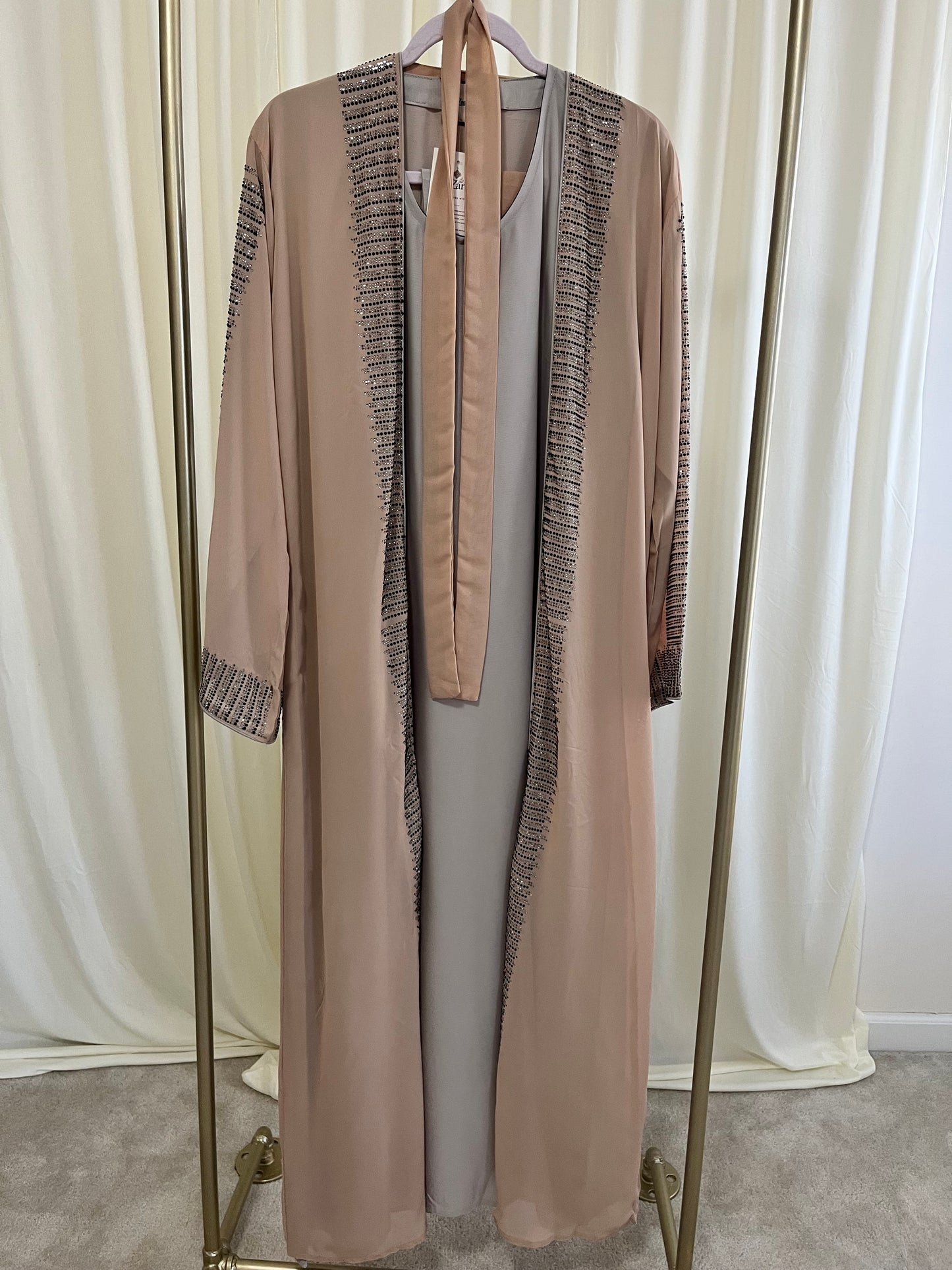 Sahara Pink Open Front Abaya