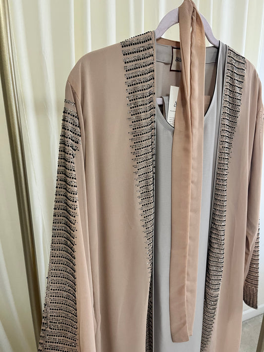 Sahara Pink Open Front Abaya