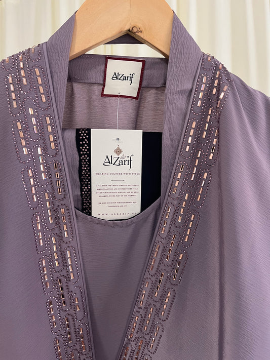 Mauve Royale Abaya with Gold Embroidery
