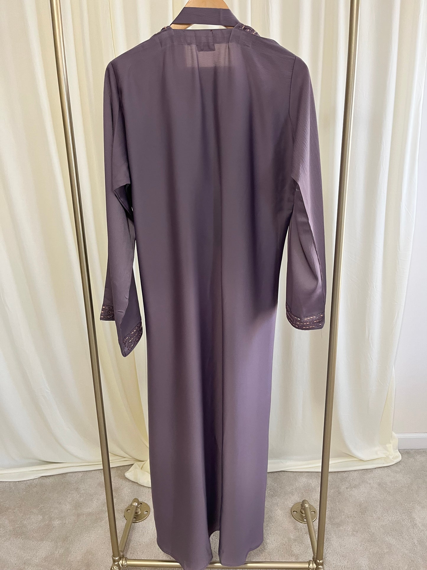 Mauve Royale Abaya with Gold Embroidery