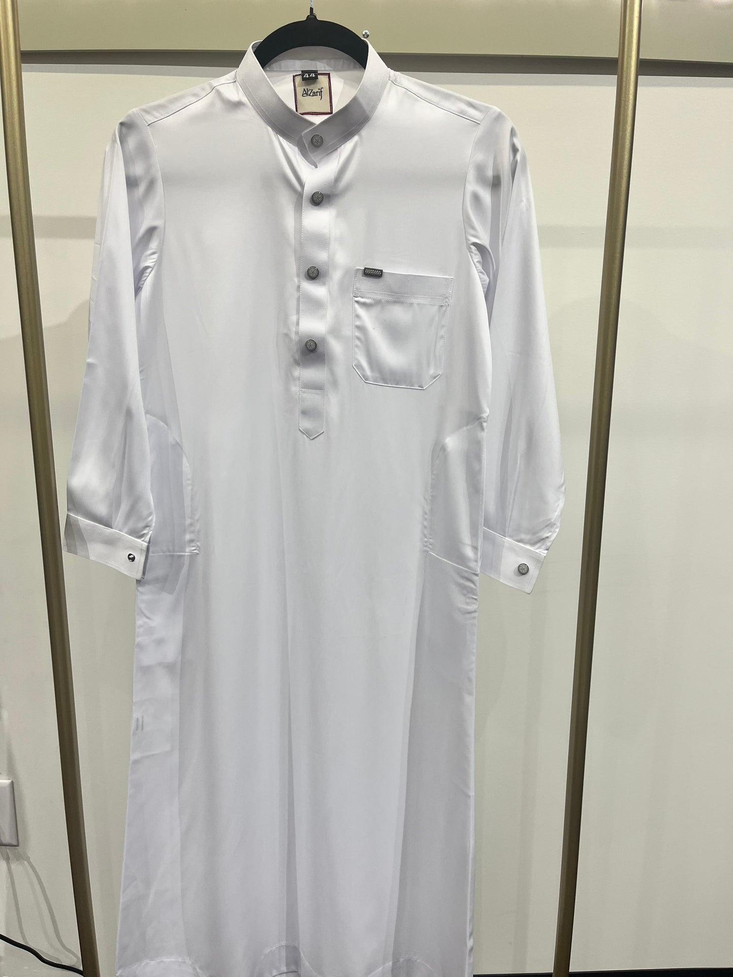 Classic White Premium satin Buttoned Thobe