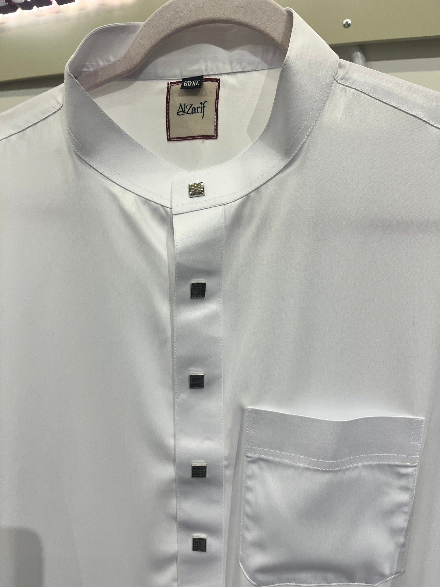 Classic White Premium satin Buttoned Thobe