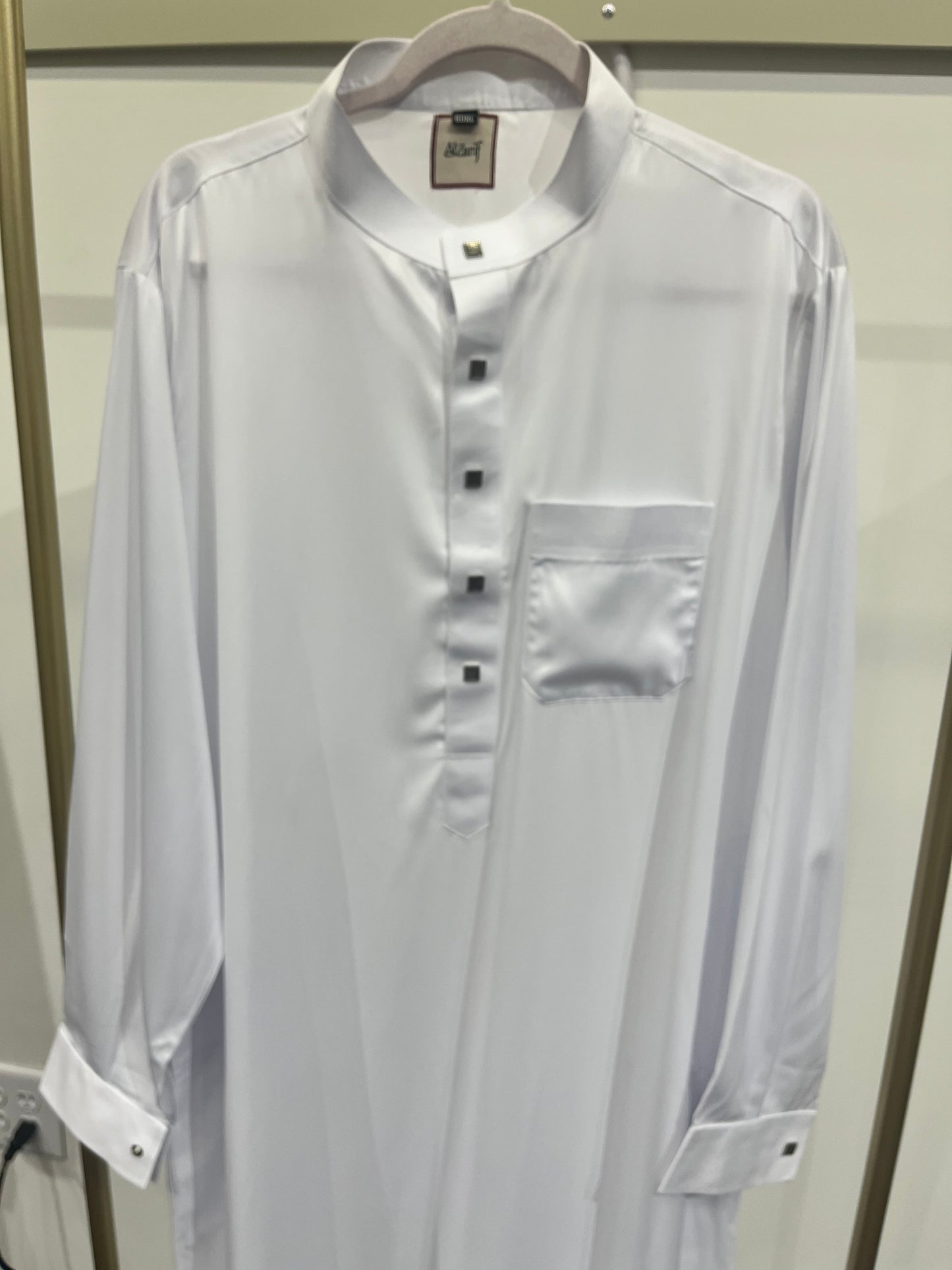 Classic White Premium satin Buttoned Thobe