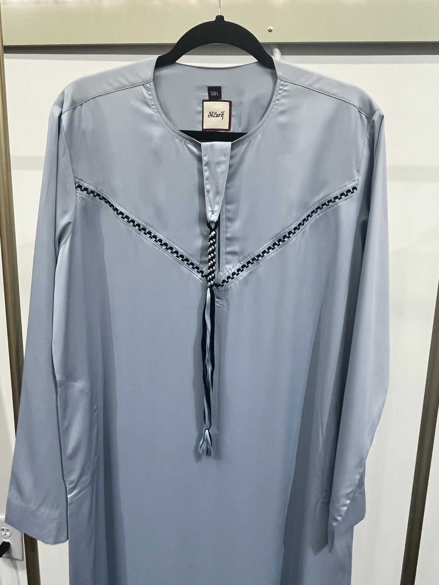 Steel Blue Contrast Braid Tassel Thobe