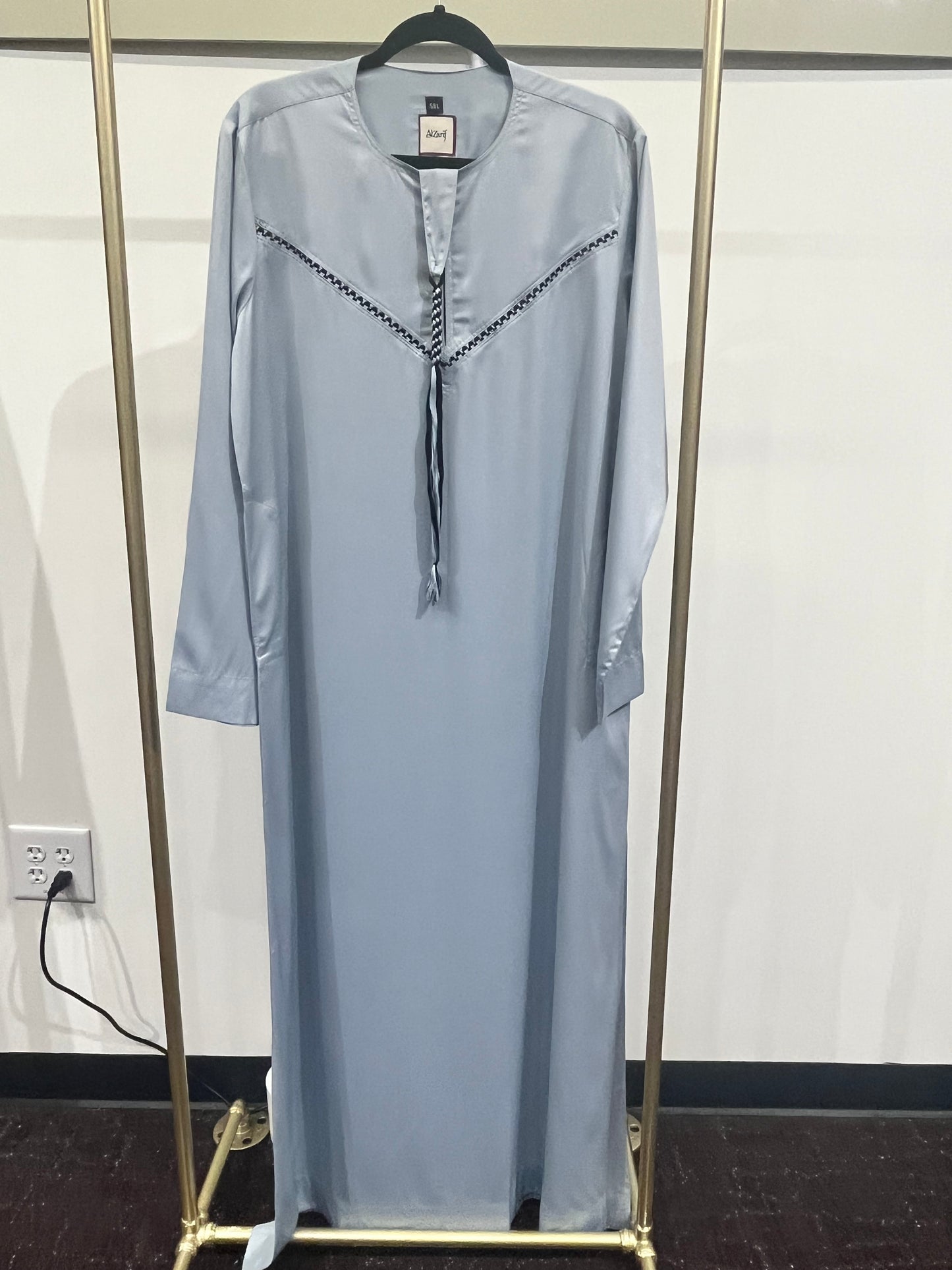 Steel Blue Contrast Braid Tassel Thobe