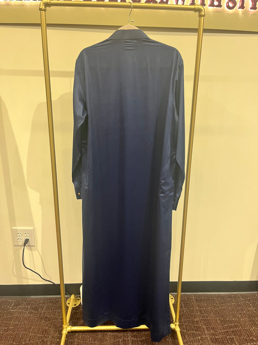 Midnight Sapphire Luxe Thobe – Classic Mandarin Collar Edition