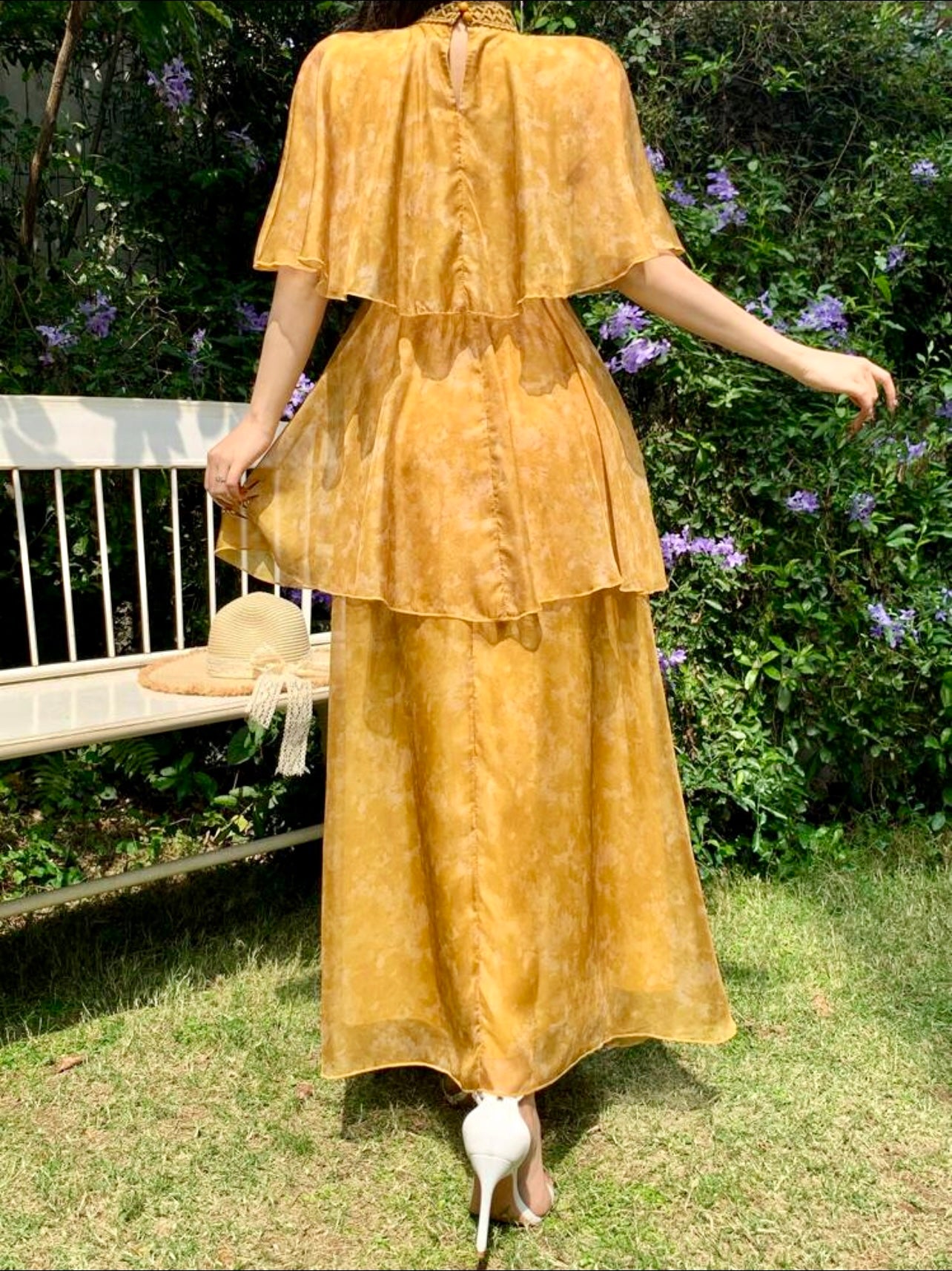 Golden Glow Layered Modest Maxi Dress