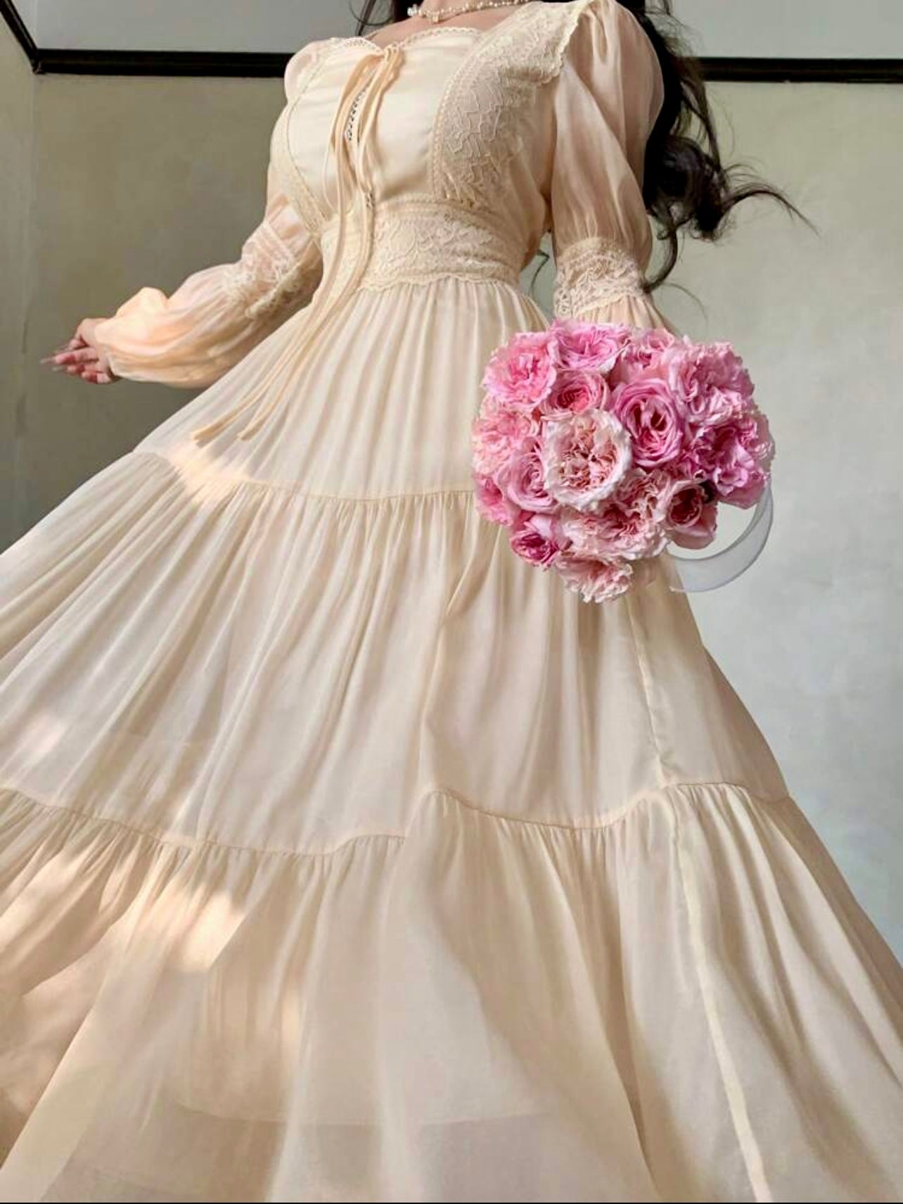 Lace Whisper Tiered Maxi Dress – Vintage Romance Meets Modern Modesty