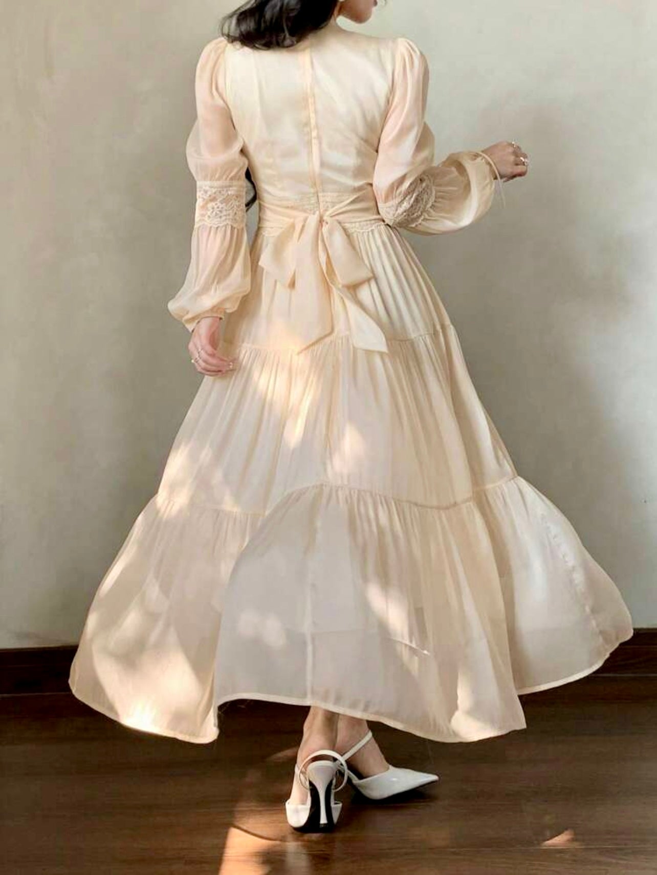 Lace Whisper Tiered Maxi Dress – Vintage Romance Meets Modern Modesty