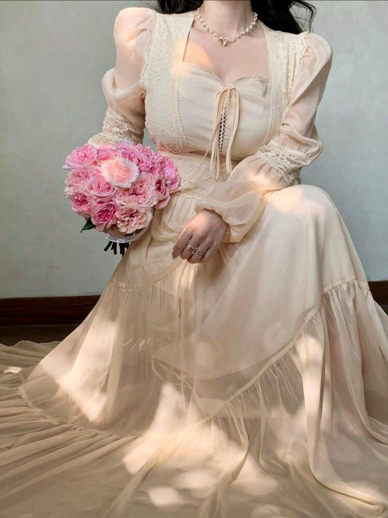 Lace Whisper Tiered Maxi Dress – Vintage Romance Meets Modern Modesty