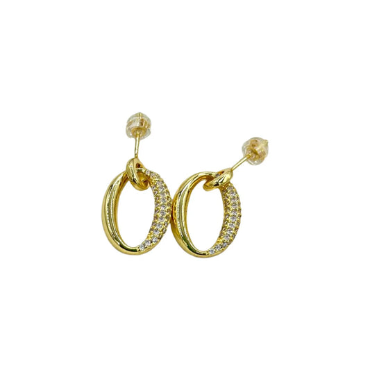 18K Gold/Silver Oval Shaped Earrings