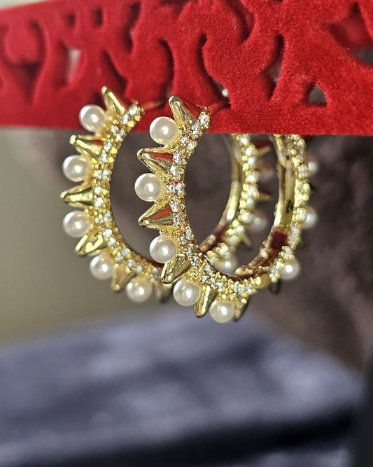 Spike Loop with Pearls Earrings