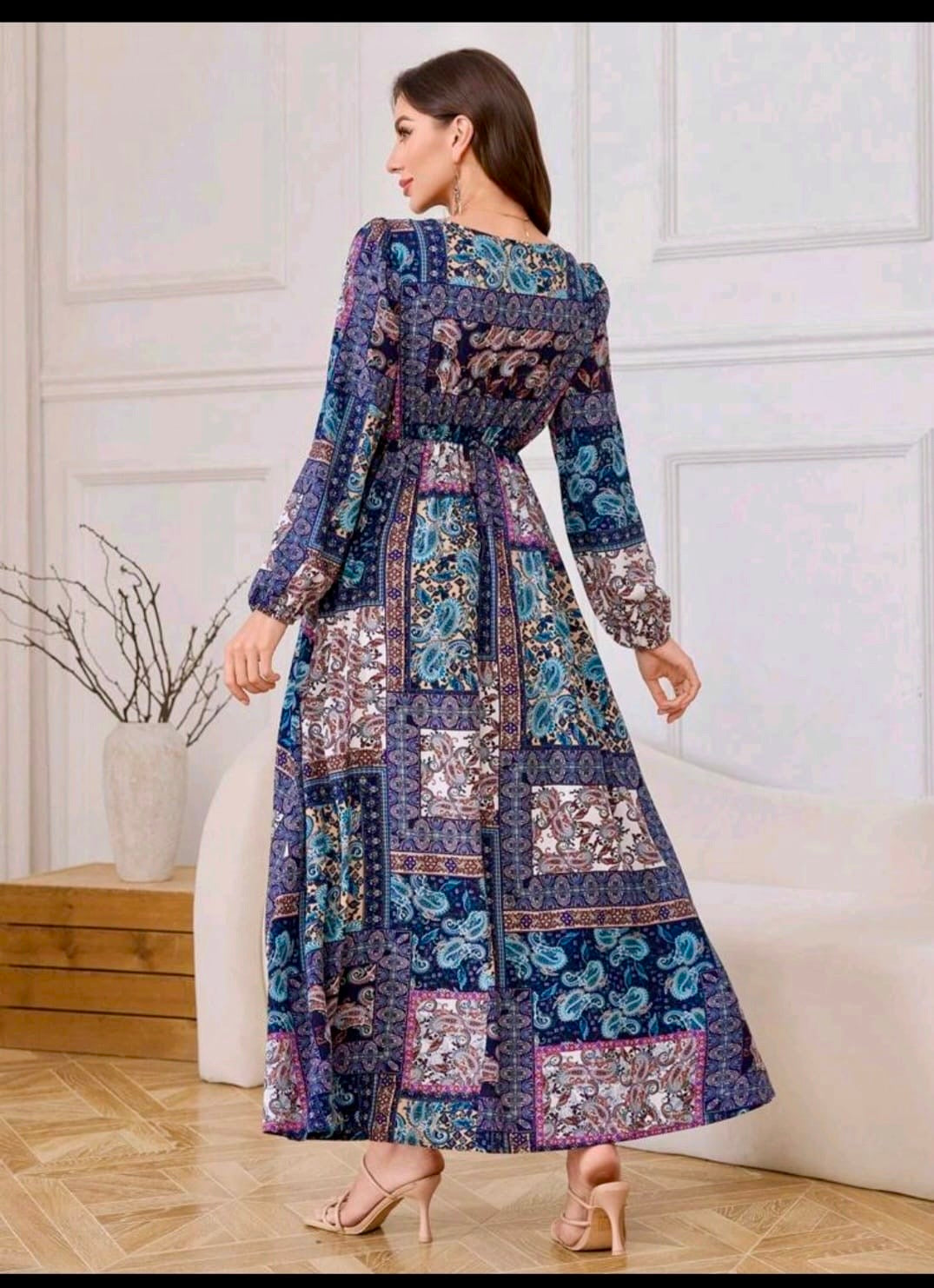 Autumn Muse Midi Dress - Modest Elegance in Fall Tones