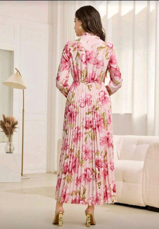 Pink Flower Crumble Bottom Gown