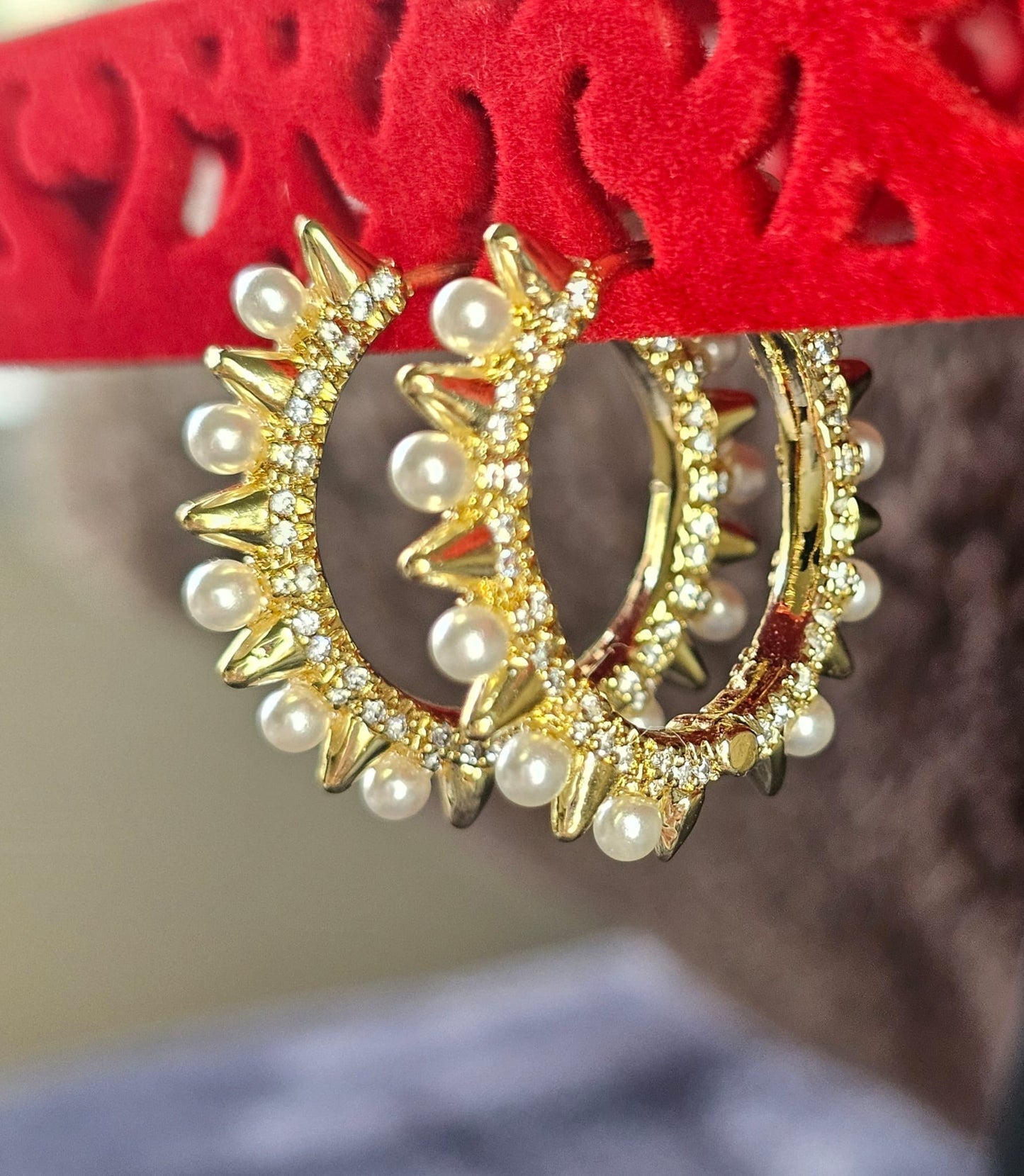 Spike Loop with Pearls Earrings