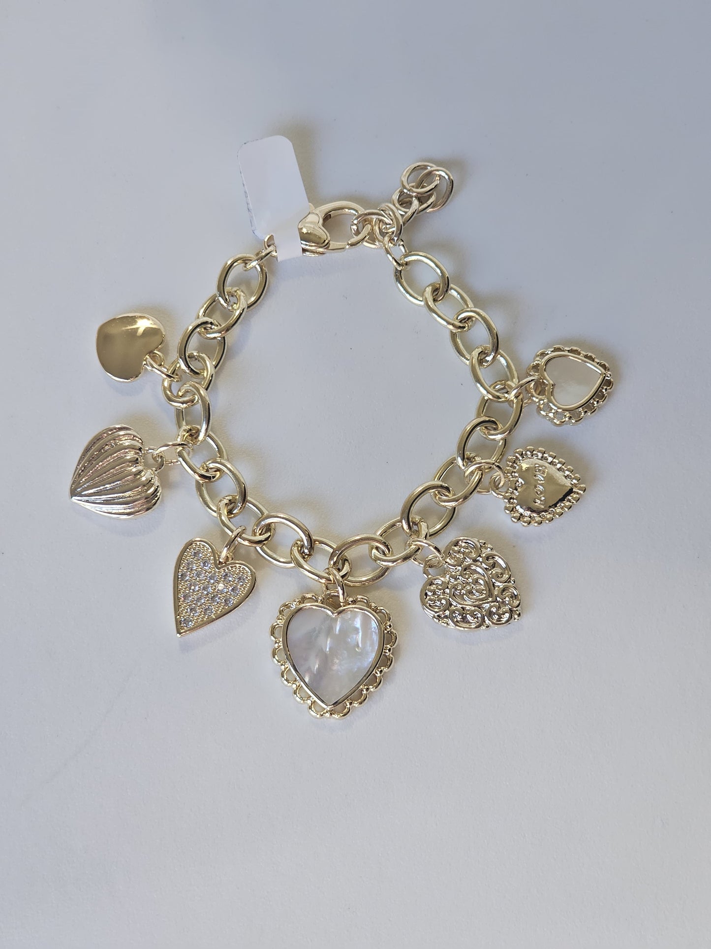 Assorted Mother of Pearls Charm Bracelet | Heart Shaped