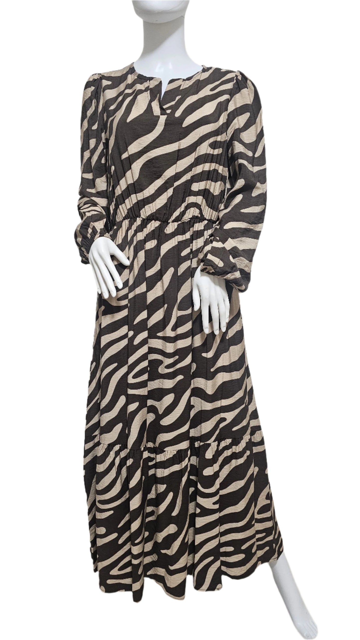 Savanna Stride Zebra Maxi Dress
