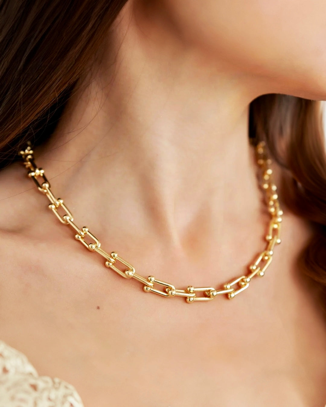Tiffney Style 18K Gold Plated Stainless Chain Necklace